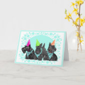 Carte de voeux écossaise Terrier (Fleur jaune)