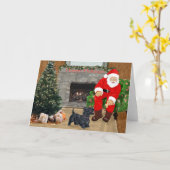 Carte de voeux écossaise Terrier (Fleur jaune)