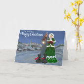 Carte de voeux écossaise Terrier (Fleur jaune)