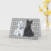 Carte de voeux écossaise Terrier (Fleur jaune)