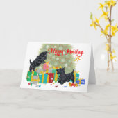 Carte de voeux écossaise Terrier (Fleur jaune)