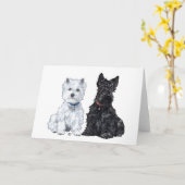 Carte de voeux écossaise Terrier (Fleur jaune)