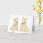 Carte de voeux écossaise Terrier (Fleur jaune)