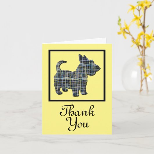 Carte de voeux écossaise Terrier Chien Merci (Fleur jaune)