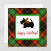 Carte de voeux écossaise Terrier Plaid (Devant / Derrière)