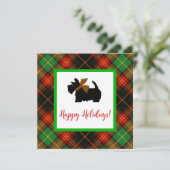 Carte de voeux écossaise Terrier Plaid (Debout devant)
