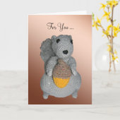 Carte de voeux - Écureuil avec maïs (Fleur jaune)