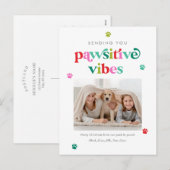 Carte de vœux éditable Pawsitive Vibes couleur pou (Devant / Derrière)