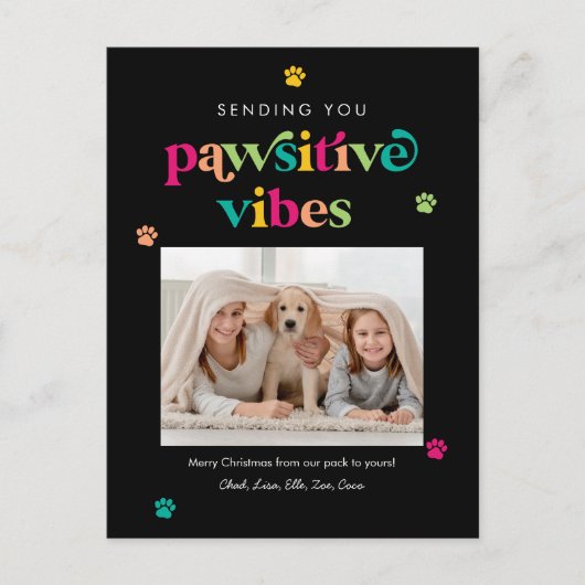 Carte de vœux éditable Pawsitive Vibes couleur pou (Devant)