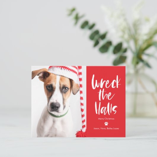 Carte de vœux éditable Wreck The Halls couleur pou (Debout devant)