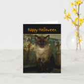 Carte de voeux éffrayante Siamese Cat Halloween (Fleur jaune)