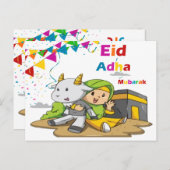 Carte de voeux Eid Al-Adha Moubarak (Devant / Derrière)