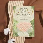 Carte de vœux Eid Mubarak à l'aquarelle verte
