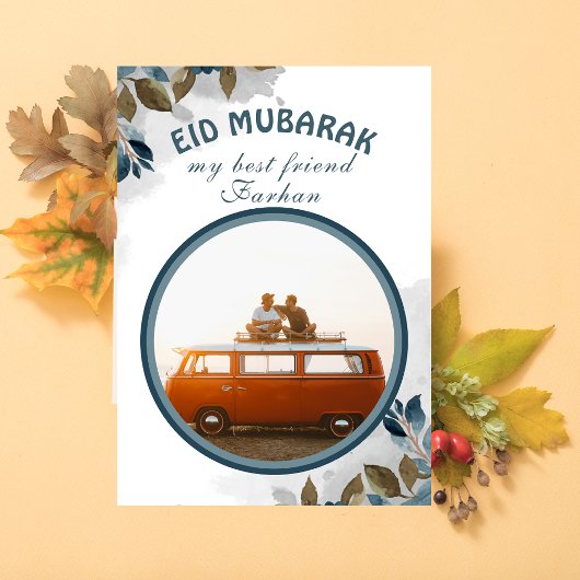 Carte de voeux Eid photo florale de luxe pour lui