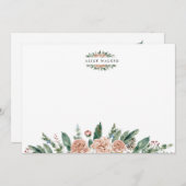 Carte de vœux élégante à monogramme avec verdure f (Devant / Derrière)