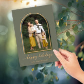 Carte de voeux élégante Arch vert or