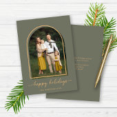 Carte de voeux élégante Arch vert or