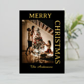 Carte de vœux élégante de fêtes avec feuille de mé (Debout devant)