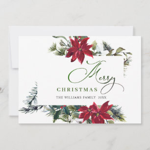 Carte de vœux élégante de Noël avec poinsettia et 