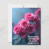 Carte de vœux élégante de vacances avec rose (Devant)