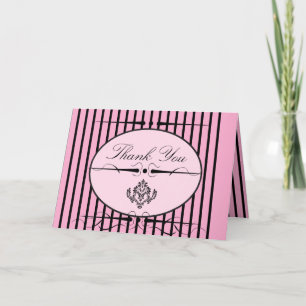Carte de voeux élégante en Merci noir rose