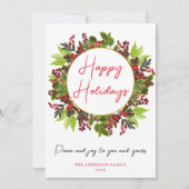 Carte de vœux élégante Joyeuses Fêtes Paix et Joie (Devant)