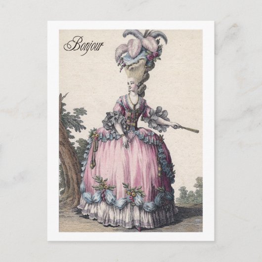 Carte de vœux élégante mode Marie Antoinette (Devant)