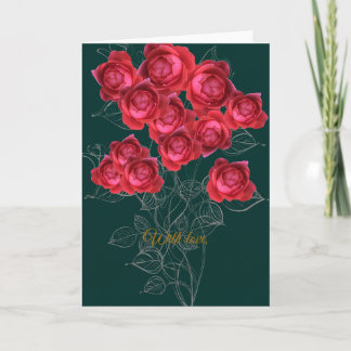 Carte de vœux élégante pliée aux roses botaniques