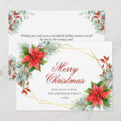 Carte de vœux élégante Poinsettia Noël Gui (Devant / Derrière)
