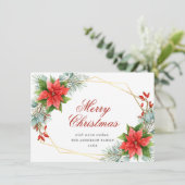 Carte de vœux élégante Poinsettia Noël Gui (Debout devant)
