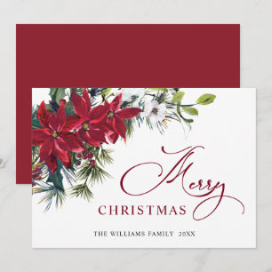 Carte de vœux élégante Poinsettia Noël Gui
