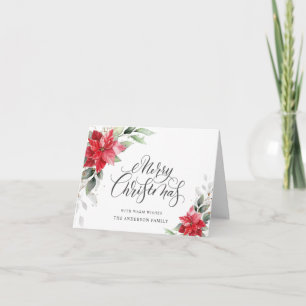 Carte de vœux élégante Poinsettia Noël Mistletoe