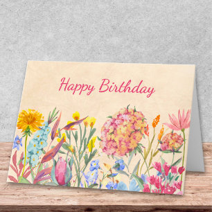 Carte de vœux élégante pour anniversaire avec fleu
