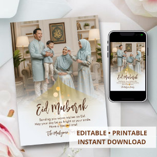 Carte de vœux élégante pour l'Aïd Moubarak avec ph