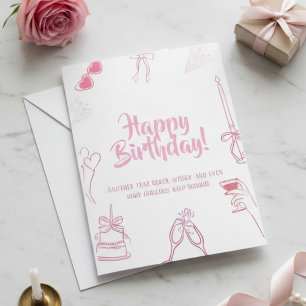 Carte de Vœux Élégante Rose pour Joyeux Anniversai
