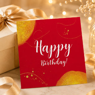 Carte de vœux élégante rouge et or pour joyeux ann