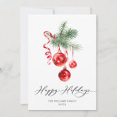 Carte de vœux élégante rouge Joyeux Noël (Devant)