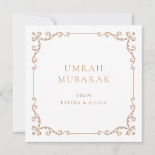 Carte de vœux élégante Umrah Mubarak Brun Rustique