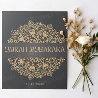 Carte de vœux élégante Umrah Mubarak – Islam doré