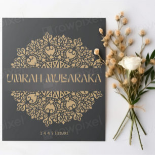 Carte de vœux élégante Umrah Mubarak – Islam doré
