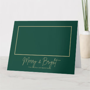 Carte de vœux élégante verte pliée Merry & Bright