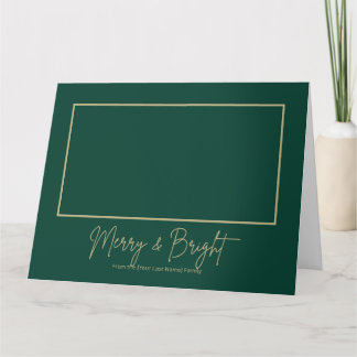 Carte de vœux élégante verte pliée Merry & Bright