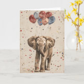 Carte de voeux Elephant Birthday Balloon (Fleur jaune)