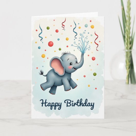Carte de vœux éléphant joyeux (Devant)