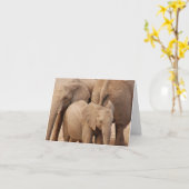 Carte de voeux éléphant - vide (Fleur jaune)