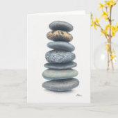 Carte de voeux empilée de "courage" de pierres (Fleur jaune)