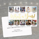 Carte De Vœux En Aluminium 10 Collage de photos Quelle année ! Calligraphie m<br><div class="desc">Quelle année de souvenir ! Envoyez des salutations joyeuses et élégantes et partagez 10 de vos photos préférées avec un collage photo personnalisé année dans la carte de vacances en feuille de lecture. Tout le texte sur ce modèle est simple à personnaliser avec n'importe quel libellé. Chaque photo carré est...</div>