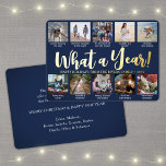 Carte De Vœux En Aluminium 10 Collage photo et légendes Bleu de marine Quelle<br><div class="desc">Quelle année de souvenir ! Envoyez des salutations joyeux et partagez 10 de vos photos préférées avec une carte de vacances en papier bleu marine et en feuille d'or personnalisée 5x7. Le texte sur ce modèle est simple à personnaliser pour inclure n'importe quel libellé comme Joyeux Noël, Joyeux Fêtes, Joyeuses...</div>