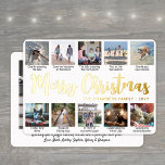 Carte De Vœux En Aluminium 11 Photo Joyeux Noël Simple Moderne Calligraphie<br><div class="desc">Envoyez des voeux joyeux et partagez quelques photos préférées avec un collage photo personnalisé 11 année en revue Joyeuse fiche de Noël. Tout le texte sur ce modèle est simple à personnaliser avec n'importe quel libellé comme Joyeux Fêtes, Joyeuses Fêtes, Bonne Année, etc. Chaque photo carré est accompagnée de sa...</div>