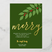 Carte De Vœux En Aluminium 12 Photo Collage - Joyeux Script - Botanique Verte (Recto)